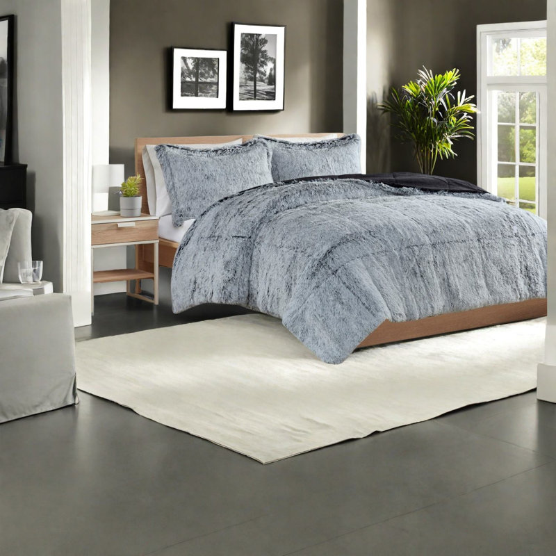 Ensemble de literie à poils longs de qualité supérieure pour lit simple / simple TG, polyester, confort moderne pour la maison
