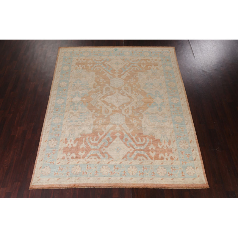 Tapis rouille en laine noué à la main de conception unique 8 pi 4 po x 9 pi 10 po