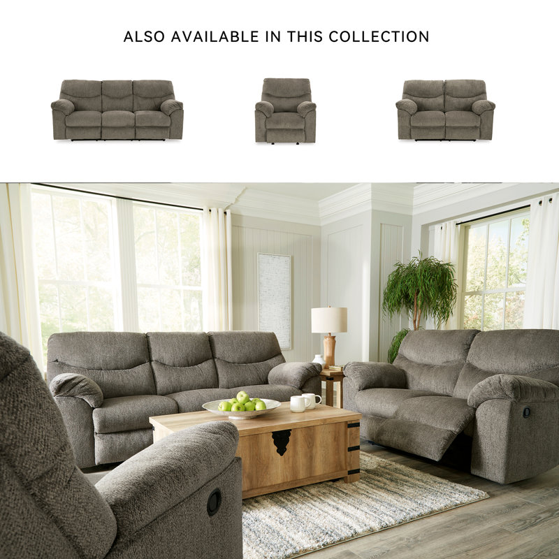 Alphons Upholstered 93'' Reclining Sofa, Gray 100% Polyester