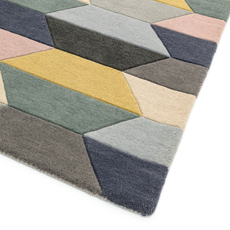 Triston Geometric Wool Hand Woven Area Rug, Runner 70 x 200cm