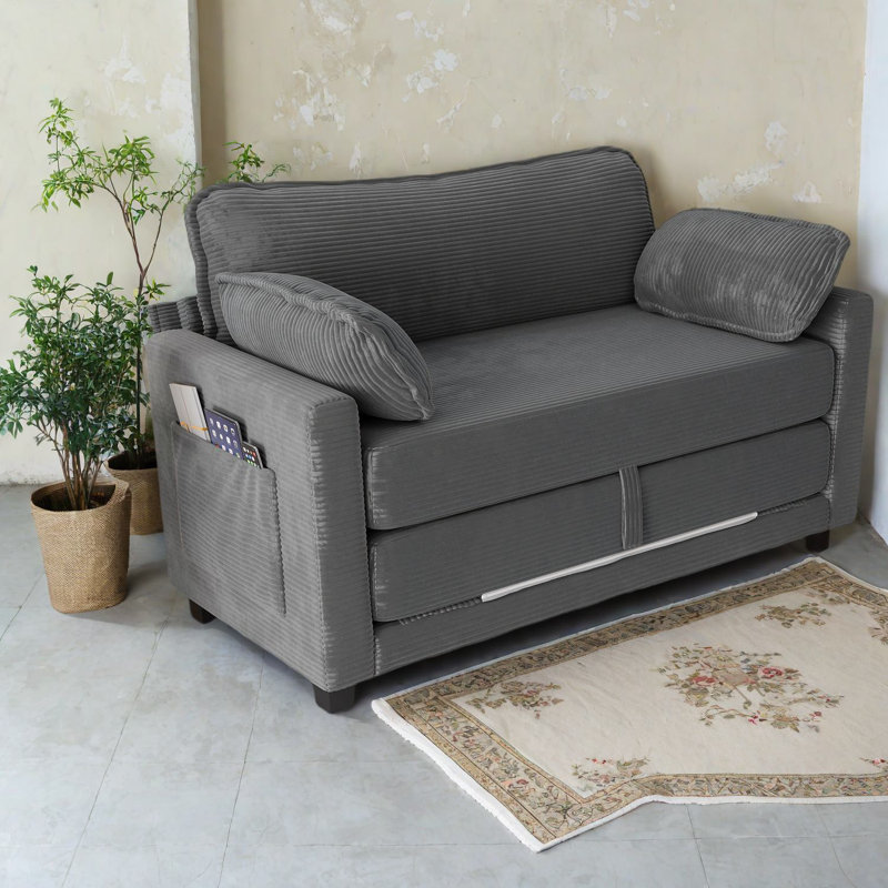 Multifunctional Corduroy Sofas, Compact & Modern Sleeper With Storage