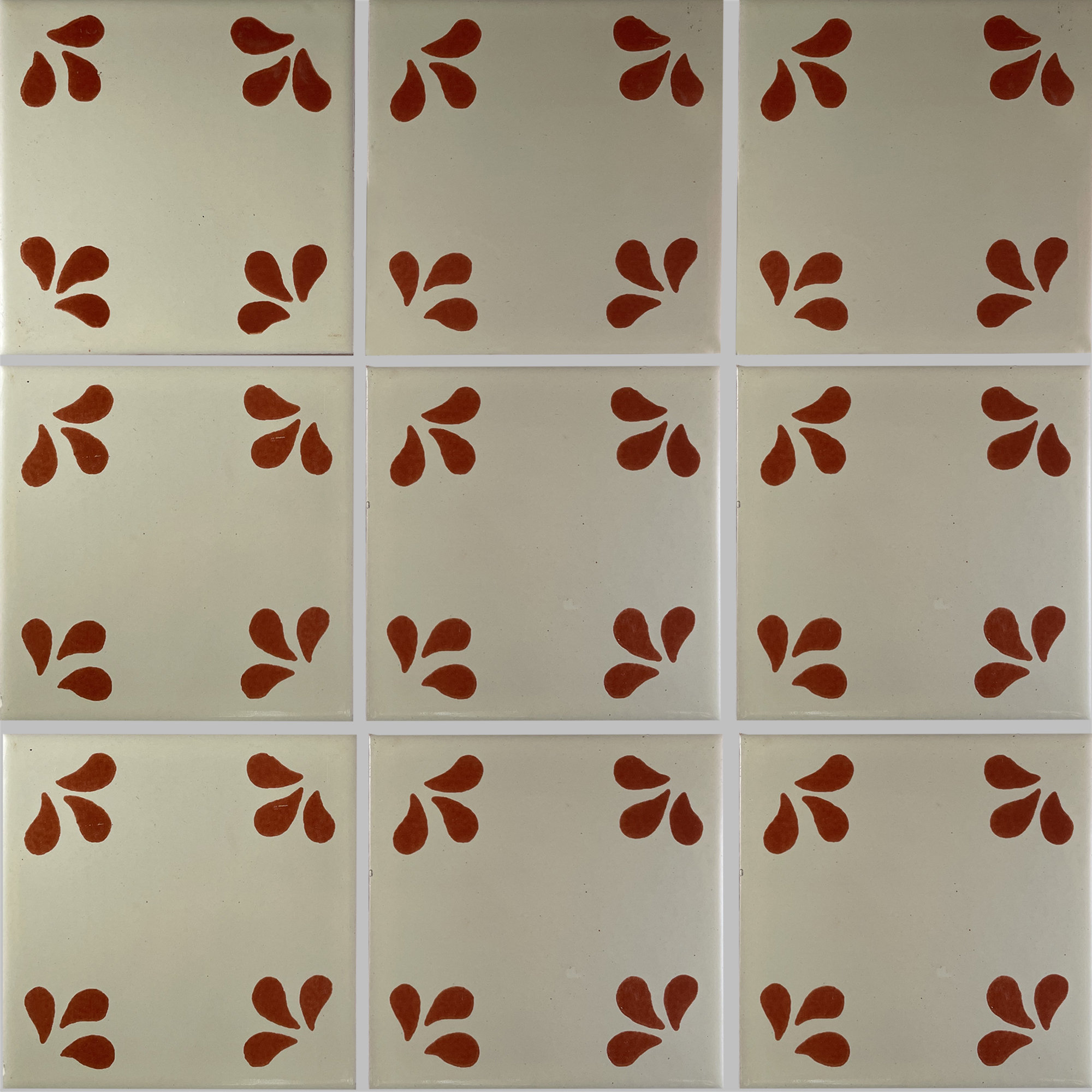 4.2" x 4.2" 9pcs TalaMex Terracotta Tuliman Mexican Clay Tile Handmade Talavera Backsplash Mosaic