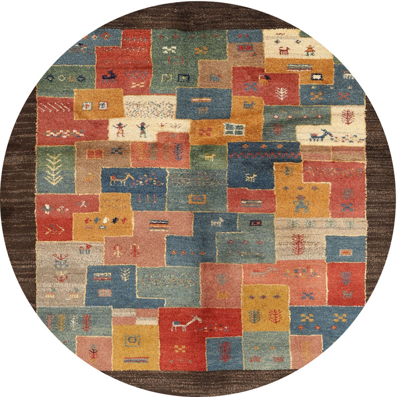 Tapis rouge / beige Campeaux, Rond 4 pi