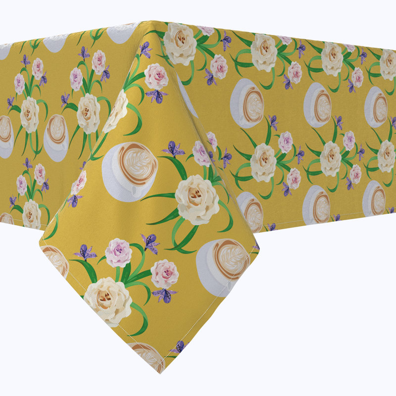 Rectangular Tablecloth, 100% Cotton, Floral 84, 104" x 52"