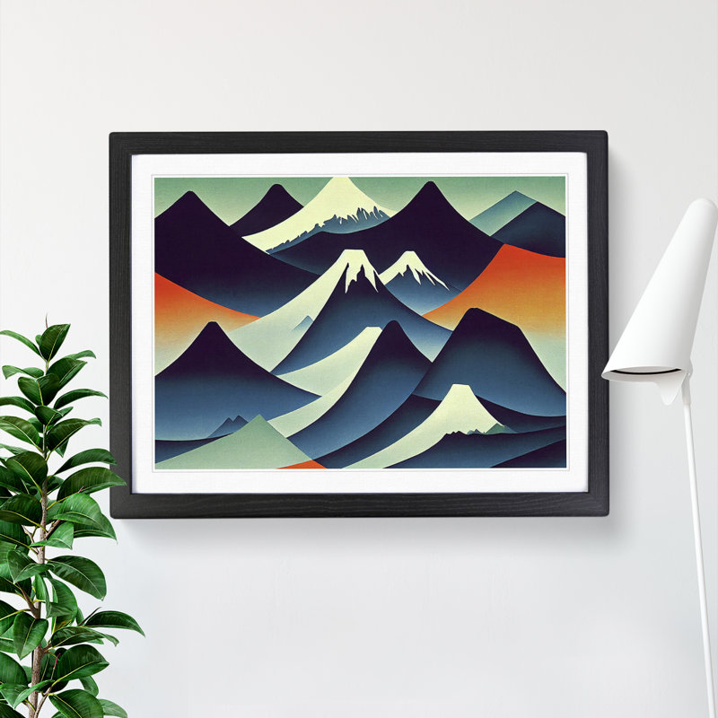 Abstract Japanese Mountains Vol.2 - Framed Print, Black, 34cm H x 46cm W x 2cm D
