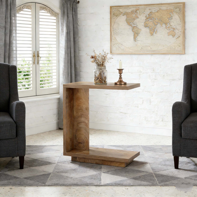 Table de chevet en bois en forme de C Table de chevet