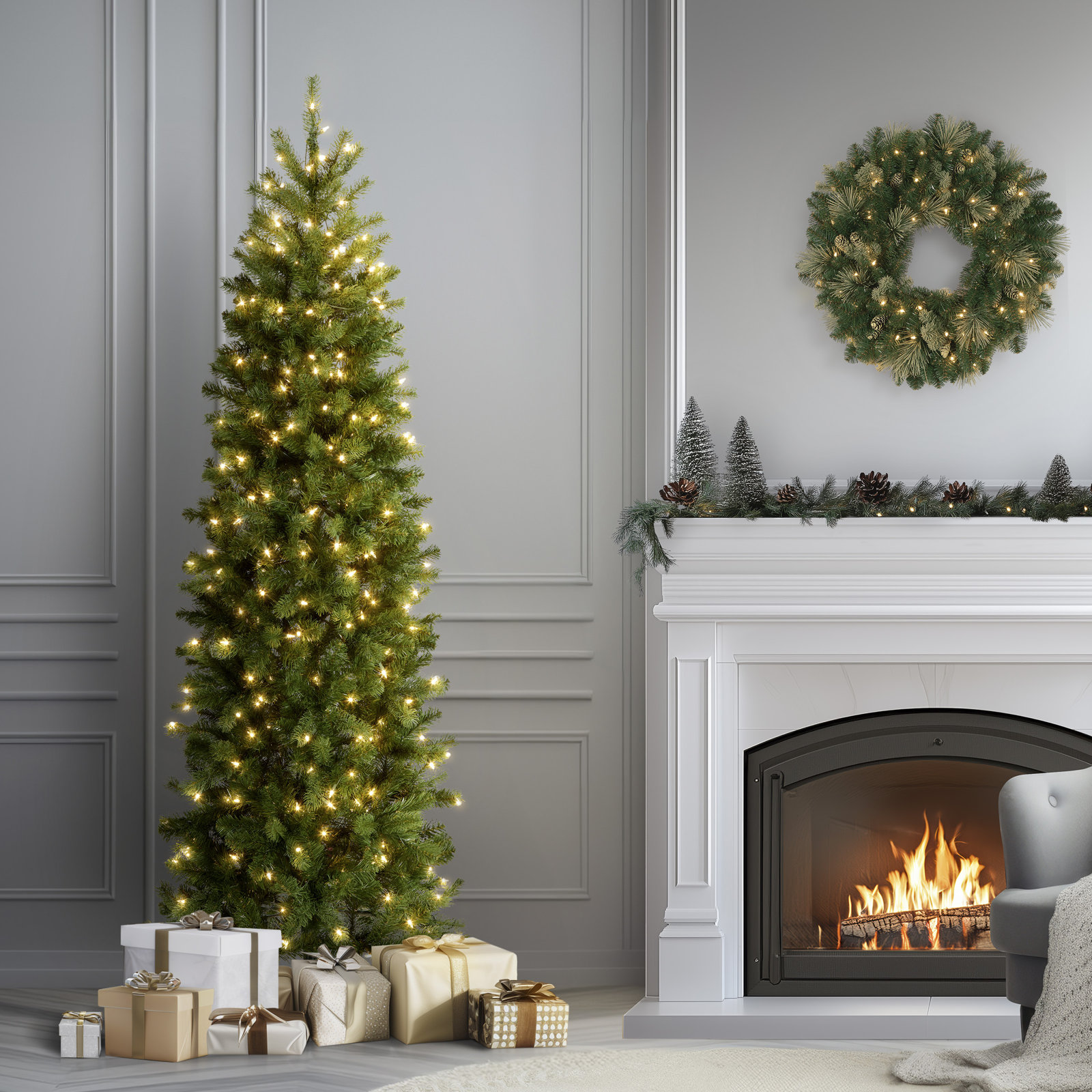Douglas 12' Pre-Lit Fir Tree - The Holiday Aisle®, 6.5'