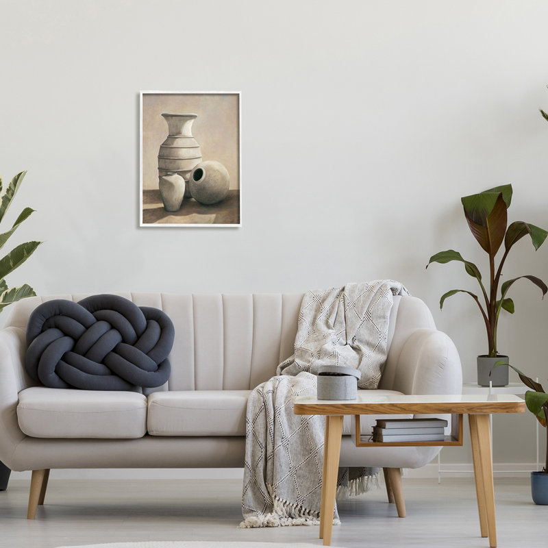Vases en céramique sépia, H 16 po x l 16 po x P 1,5 po, Giclée encadrée blanc bord de mer