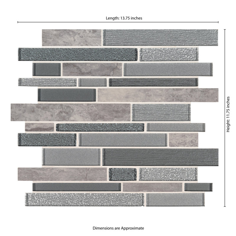 Diore Crest Interlocking 12 in. x 12 in. Glass Porcelain Blend Mosaic Wall Tile, Diore Crest