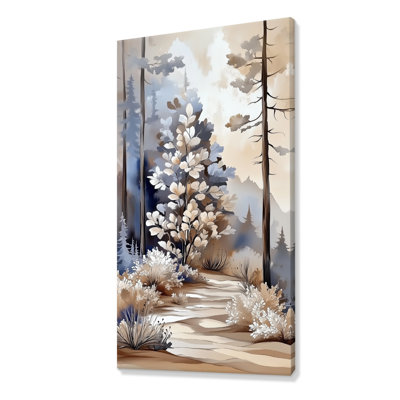 «Beige Blue Dreamy Spring Forest Walk - Moody», reproduction d'art sur toile