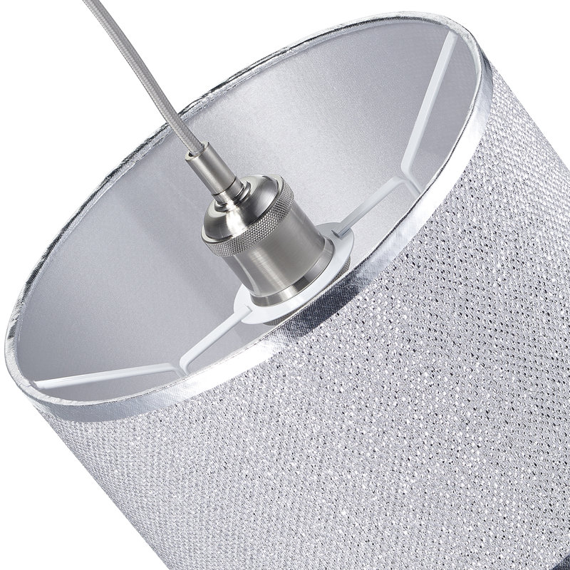 18cm H Silk Drum Pendant Shade ( Screw On ) in Silver