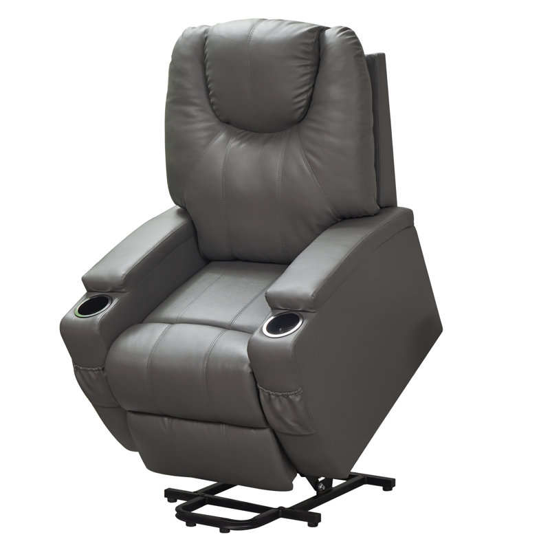Faux Leather Lift Assist Power Recliner, Grey Faux Leather 