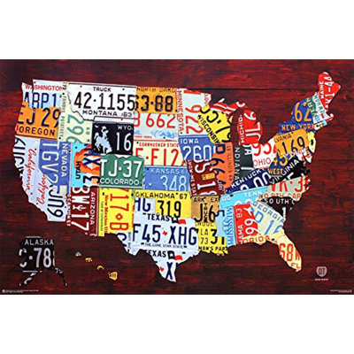 " United States License Plate Map "