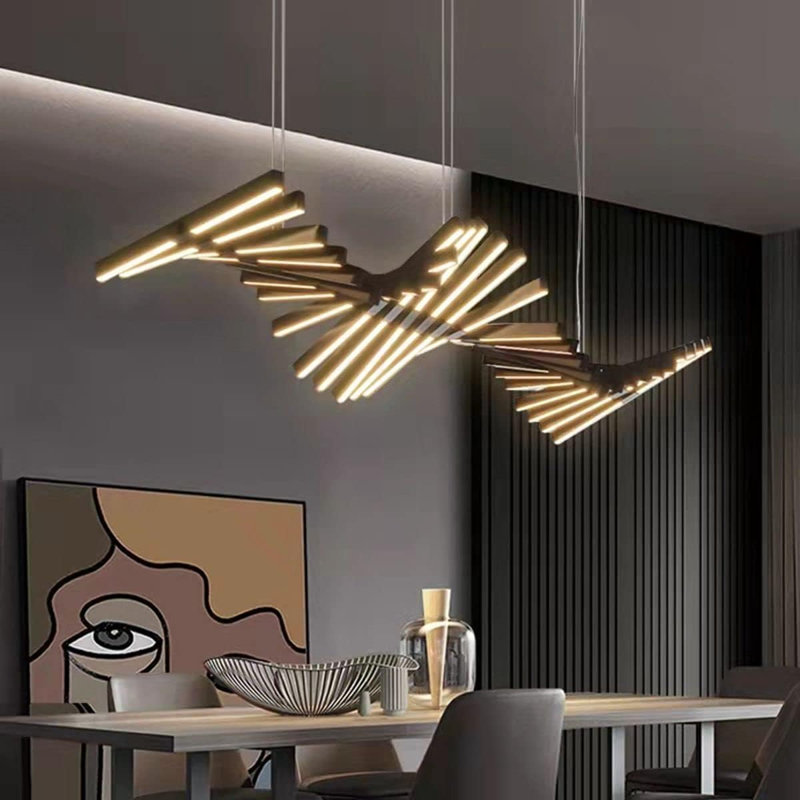 Modern Led Chandeliers For Dining Room Kitchen Living Room Office Bar Restaurant Store Bedroom Chandelier Light Fixture Dimmable Modern Pendant Light Adjustable Height L38.6 20 Lights,Black