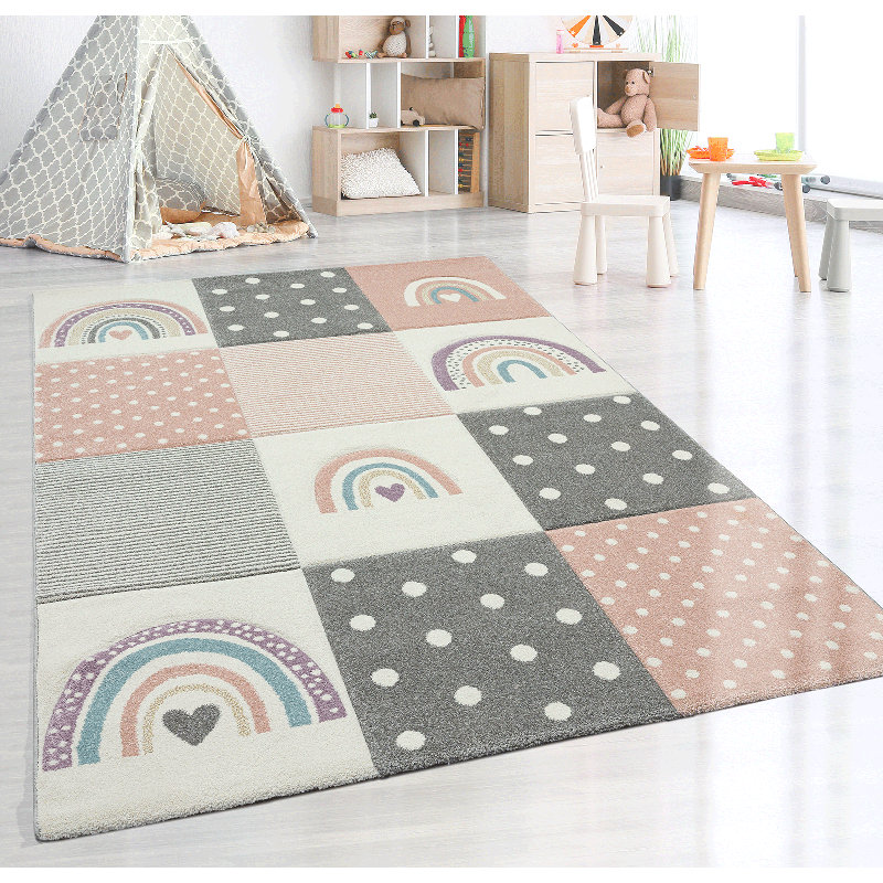 Houck Pink/Black/White Rug, Rectangle 120 x 170cm