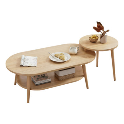 Spacious And Smooth Tabletop Coffee Table Set With Thickened Angled Legs For Safety And Stability, Perfect For Living Rooms Or Bedrooms.