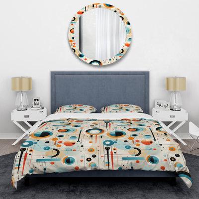 Amidat Retro Futurism Vibe I - Ensemble de housse de couette Mid-Century - Microfibre de polyester