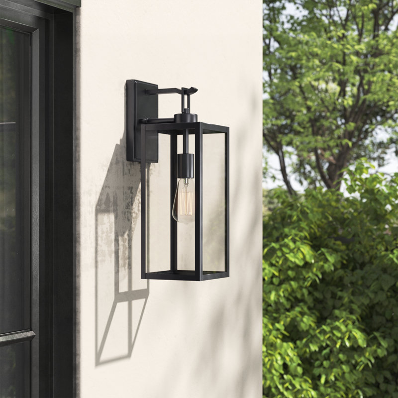Schlesinger Matte Black Outdoor Wall Lantern, 17.97" H x 5.93" W x 7.84" D
