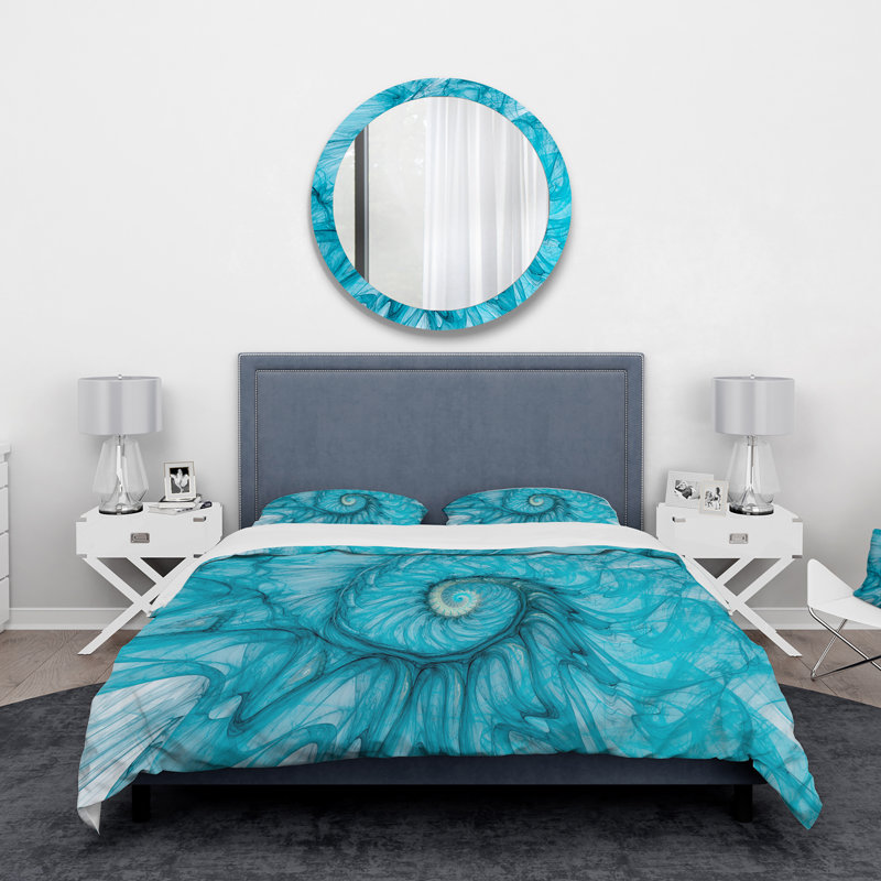 Turquoise spirale - ensemble de housse de couette moderne - microfibre de polyester