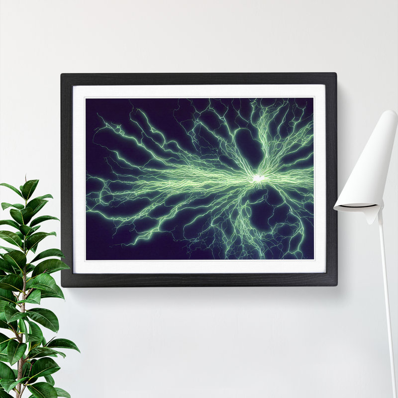 XH1022-3009X Electricity Art Vol.3 - Single Picture Frame Print, Black , 46cm H x 64cm W x 2cm D