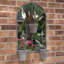 Vivienne Metal Framed Wall Accent Mirror with Planters Rustic Indoor Outdoor Garden Decor Grey Finish