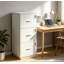 Classeur vertical verrouillable à 3 tiroirs, aspect bois blanc, meuble de rangement de bureau autoportant avec clés