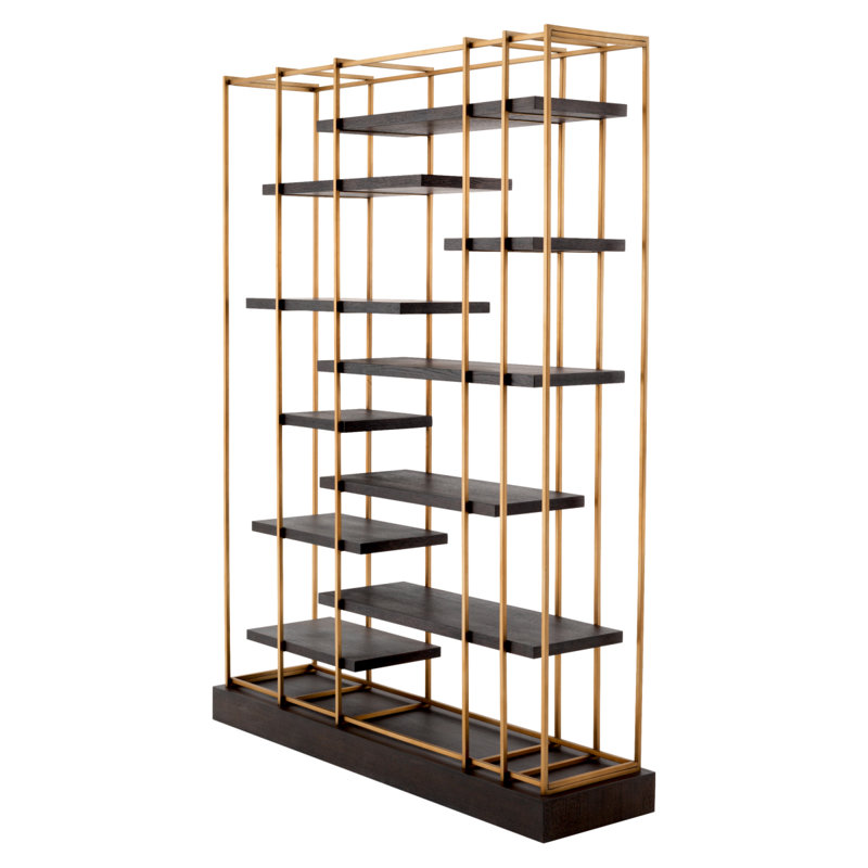 Ward Bookcase, Charcoal Gray/Brushed Brass