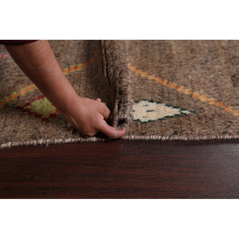 Tapis unique en laine noué à la main brun de 9 pi 3 po x 13 pi 3 po marocain