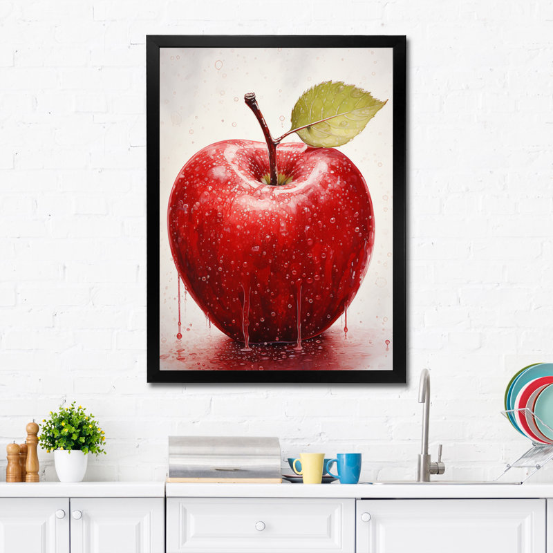 «Fruit Candy Apple Red», reproduction d'art sur toile simple, Cadre noir, H 20 po x l 12 po x P 1 po
