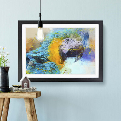 Macaw Parrot in Abstract - Picture Frame Painting Print