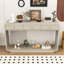 Console élégante en bois moderne avec pieds et tiroirs courbés-1282828457