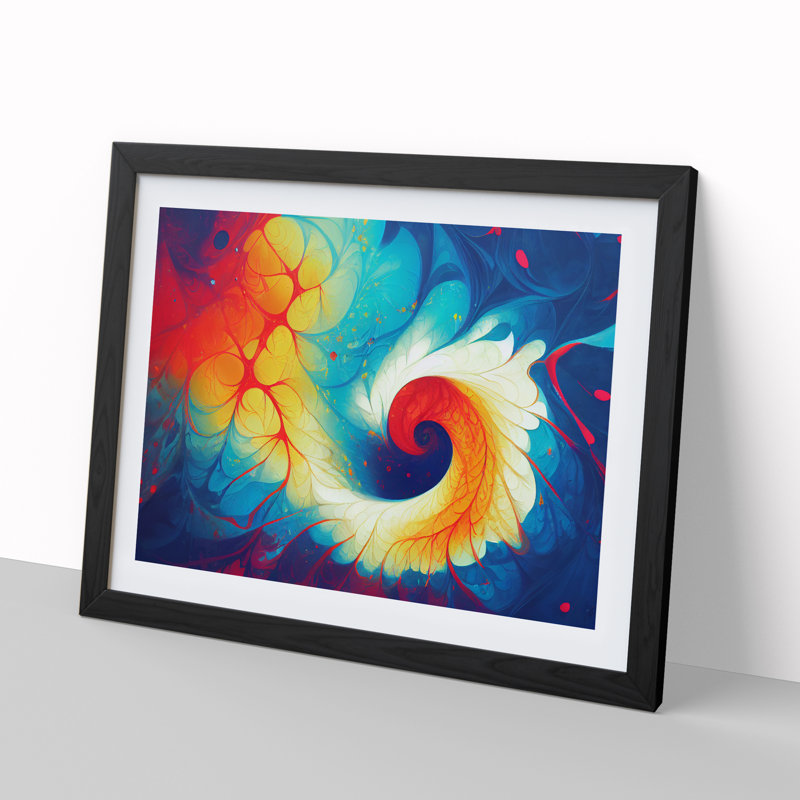 Abstract Fractal Splash Vol.3 - Single Picture Frame Print, 46cm H x 64cm W x 2cm D, Black
