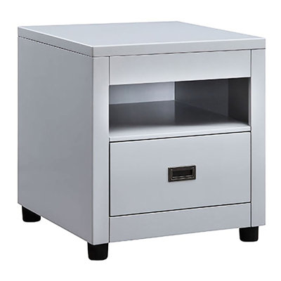 Table de bout grise avec tiroir fiable et surface de rangement polyvalente avec plateau rectangulaire en bois
