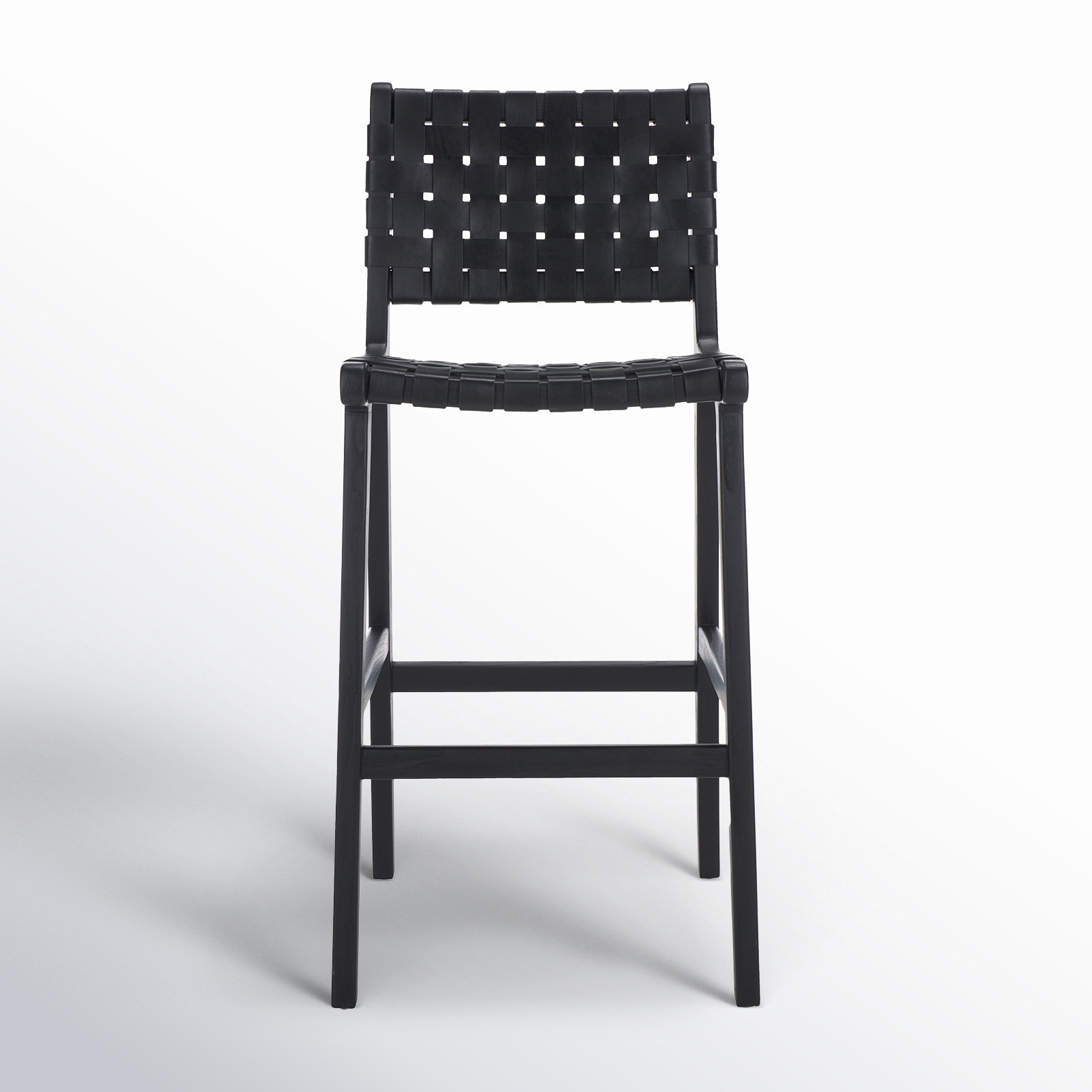 Alston Leather Stool, Bar Stool (29.70" Seat Height), Black Leather/Black Frame