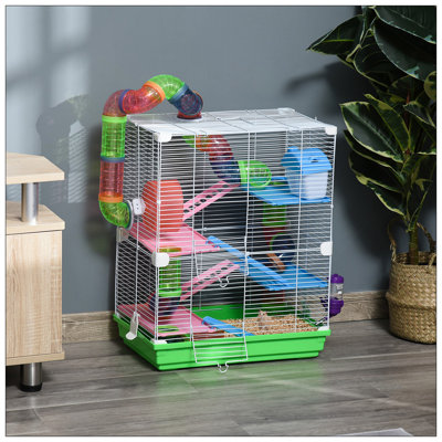 5 Tier Hamster Cage With Tubes, Tunnels, And Accessories For Small Animals, Portable And Comfortable Living Space
