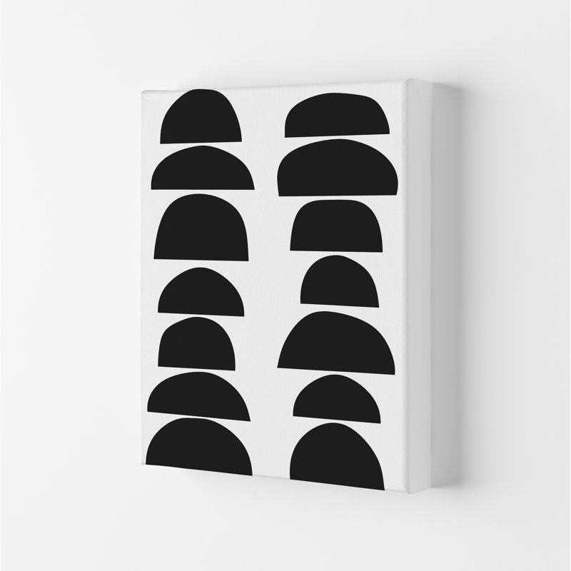 Black Half Circles Original 1 Piece Wall Art on Canvas, 42cm H x 30cm W x 1cm D, No Frame