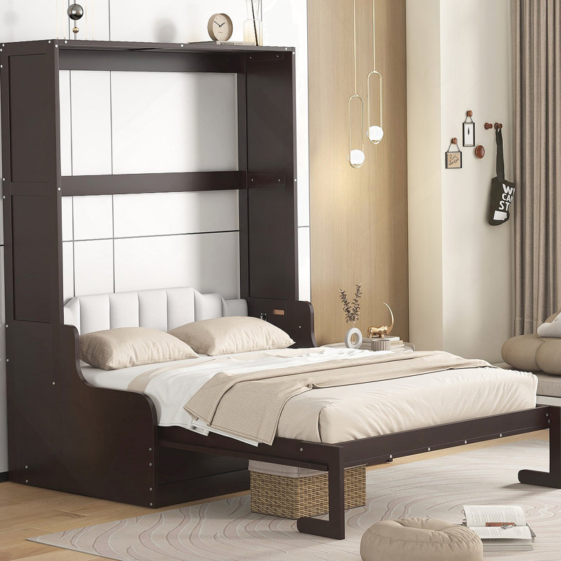 Grand lit escamotable mural avec coussin, espresso, Espresso