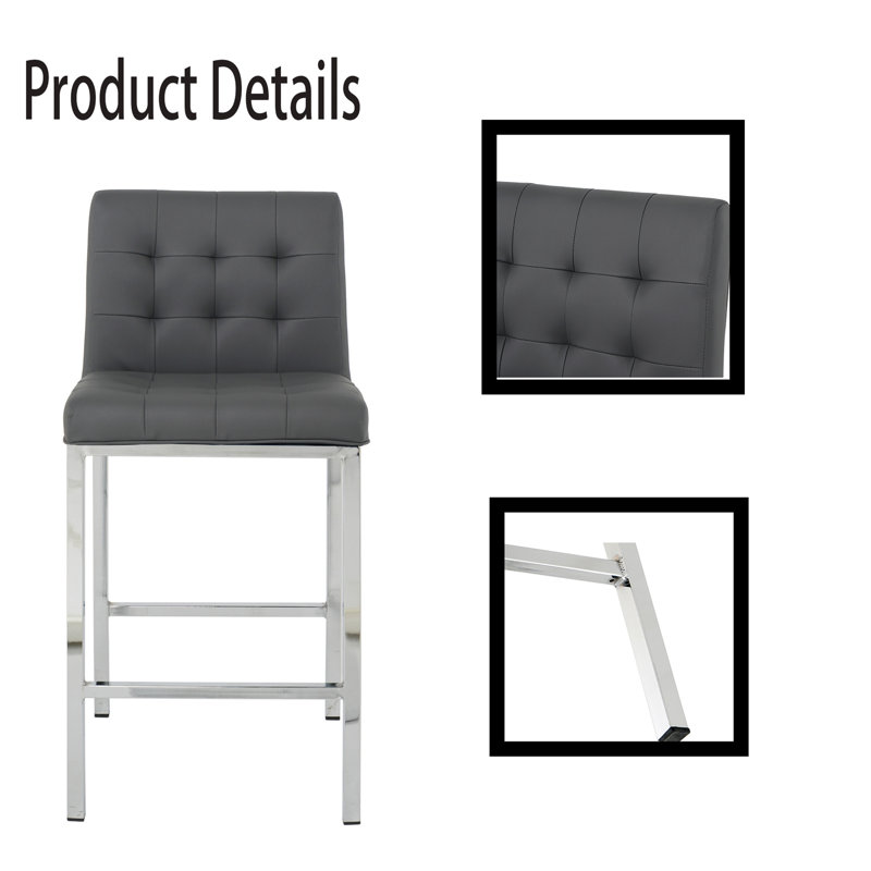 Tabouret de comptoir 24 po Ifenna, Similicuir gris