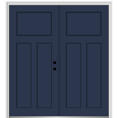 MMI DOOR Craftsman 80 in. Fiberglass 3 Panel Prehung Front Entry Door