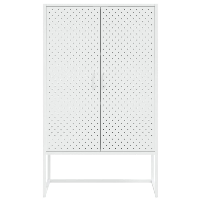 Modern White Steel Highboard Storage Cabinet with Adjustable Levellers