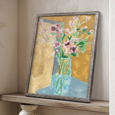 Fleurs en bouteille II, reproduction encadrée - bois massif
