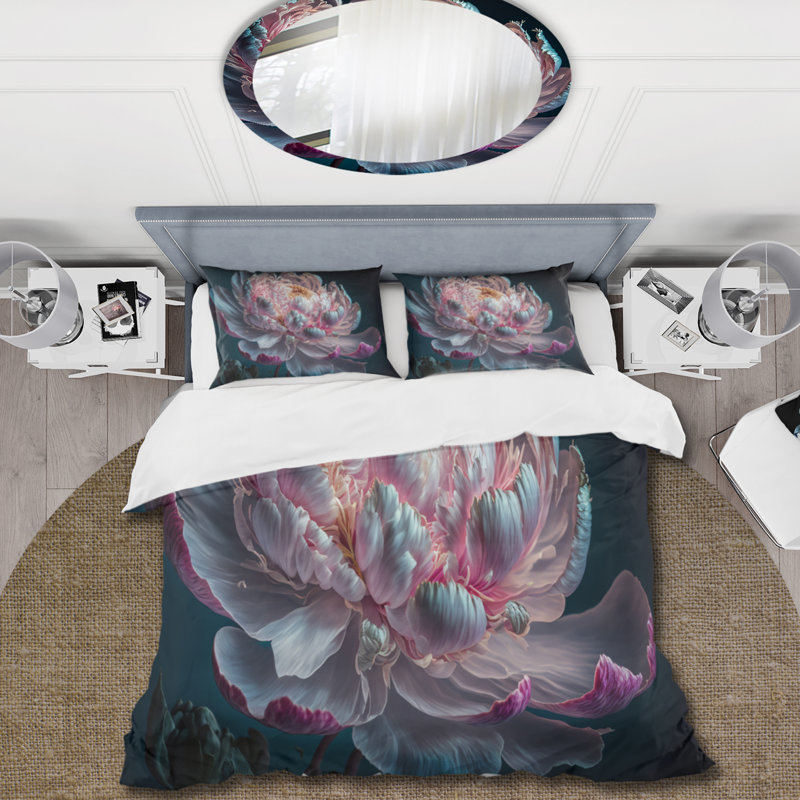 Ensemble de housse de couette en microfibre / polyester Blossoming, Housse de couette pour très grand lit et 2 très