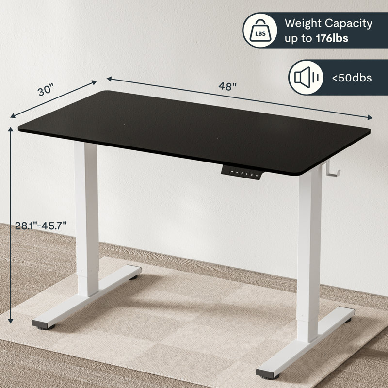 Dojtcho Home Office Adjustable Standing Desk, 46.6" H x 48" W x 30" D, Black/White