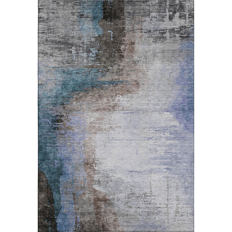 Tapis abstrait lavable à la machine de qualité supérieure Mayfield AMF2041, Brun, 3 pi x 5 pi