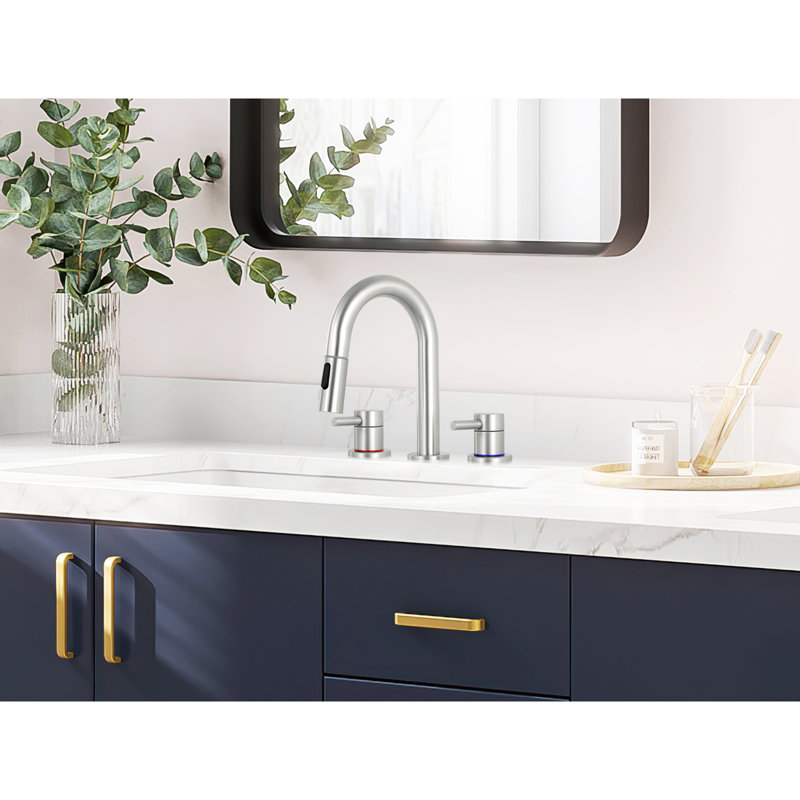 2-handle Bathroom Faucet with Drain Assembly, Brushed Nickel