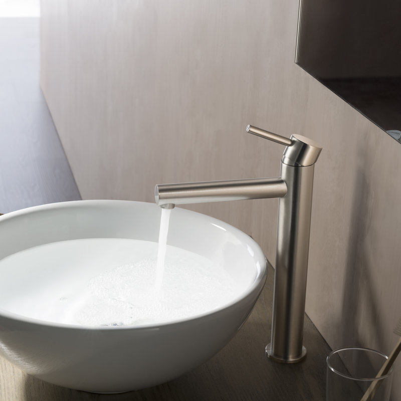 Robinet de lavabo vasque monotrou en nickel brossé Blossom, Nickel brossé
