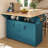 55.7'' Large Kitchen Island With 2 Drop Leaf,, Rolling Kitchen Cart On 5 Wheels With Power Outlet, Folding Storage Dining Table With Spice & Towel Rack , 3 Drawers, For Kitchen, Dining Room,Green-724114566