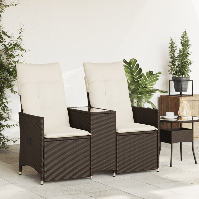 Canapé de jardin inclinable Vidaxl - brun, Blanc, crème, Brun