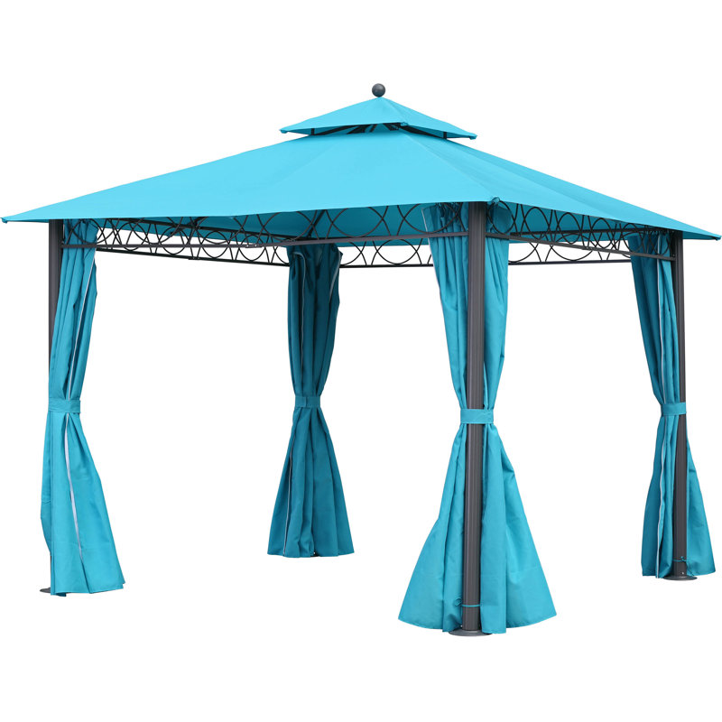 Patson 10 Ft. W x 10 Ft. D Metal Patio Gazebo, Aqua Blue