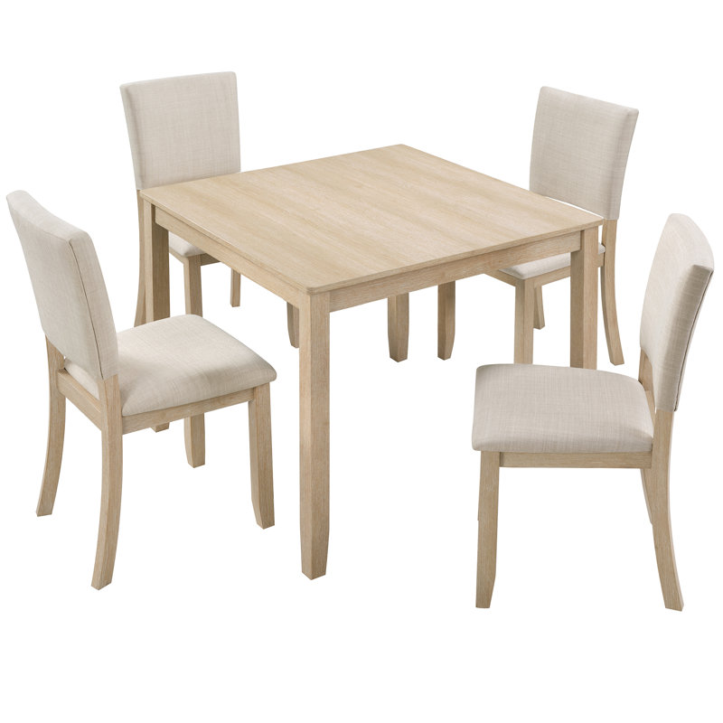 Waveen  Modern Dining Set with Square Table and Upholstered Chairs
